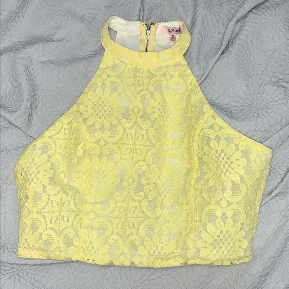 Cropped Yellow Lace Top